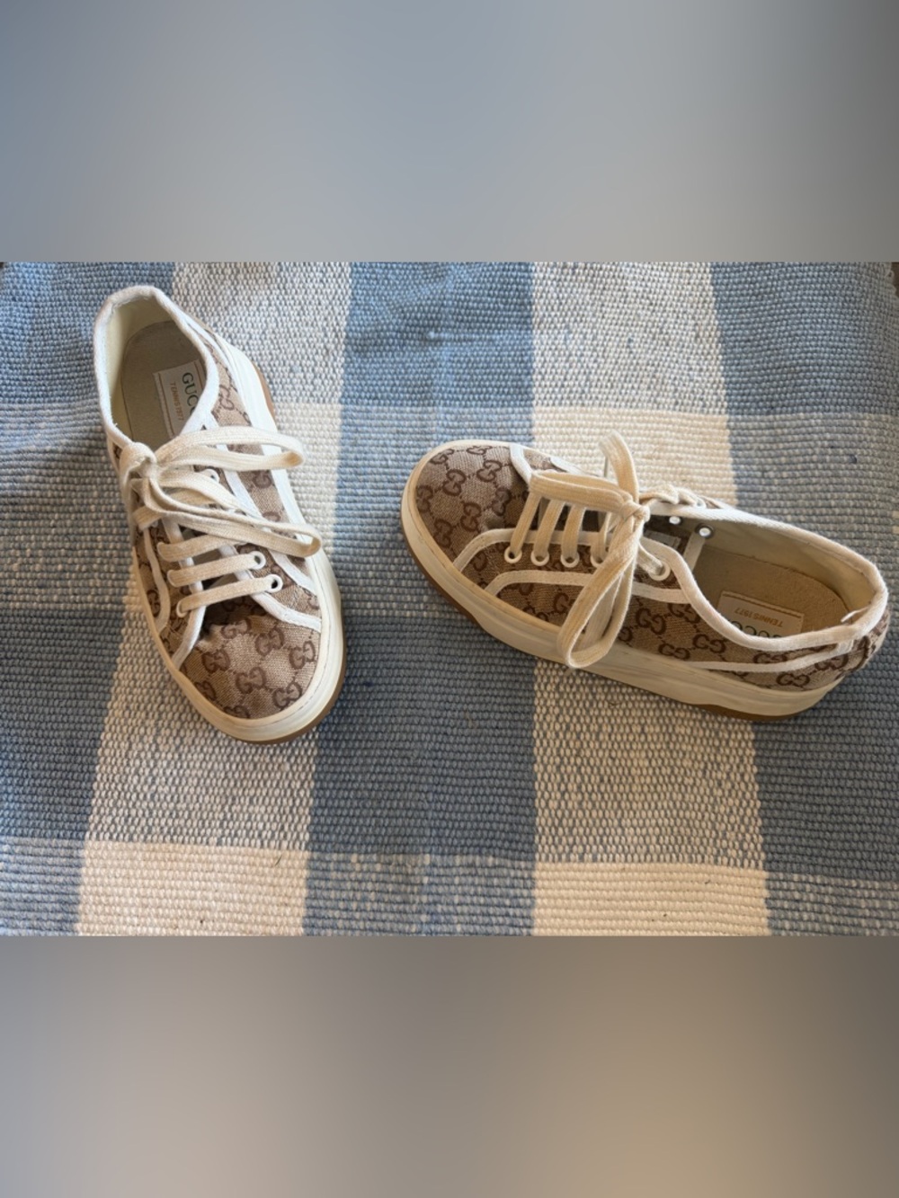 Gucci Brown Logo-Print  Canvas Sneakers